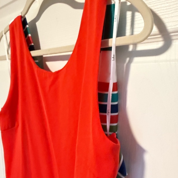 Lulus Joyful Red Orange Multi Stripe Tie-Back Mini Dress - Picture 7 of 8